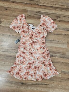 Express Floral Mini Dress - Peach Floral Size 8